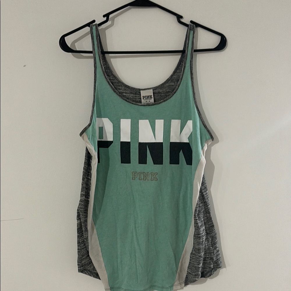 PINK Victoria's Secret Fitted Green Tank Top